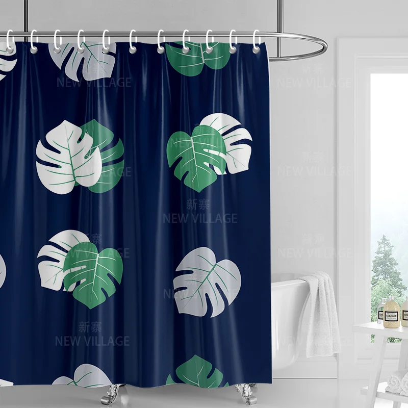 Home shower curtains bathroom Decora waterproof fabric non-slip bathmat water absorption curtain Modern nordic simple plant