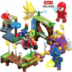 420Pcs Hedgehogs Classic Pop Game Building Blocks 4 In1 Green Hill Zone Bricks Kits Toys For Children Birthday Xmas Gifts