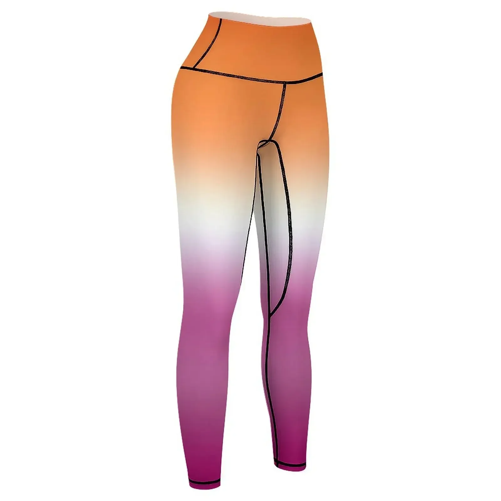 بديل جديد/البرتقالي مثليه العلم طماق متوهج الملابس الرياضية النسائية اللياقة البدنية طماق المرأة