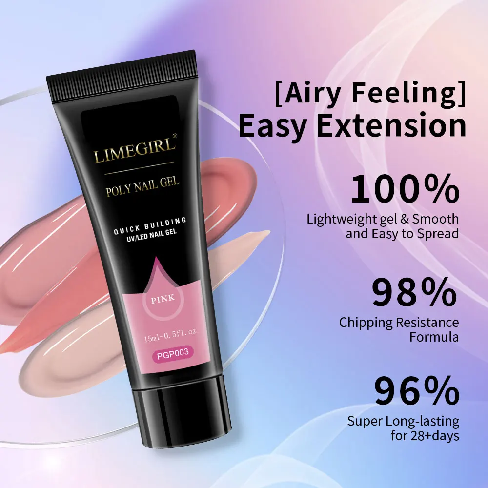 Zestaw do przedłużania paznokci żelowych Poly Extension Gel 14 szt. 15ML Szybkie budowanie żelu UV/LED z roztworem ślizgowym i lampą do manicure dla początkujących