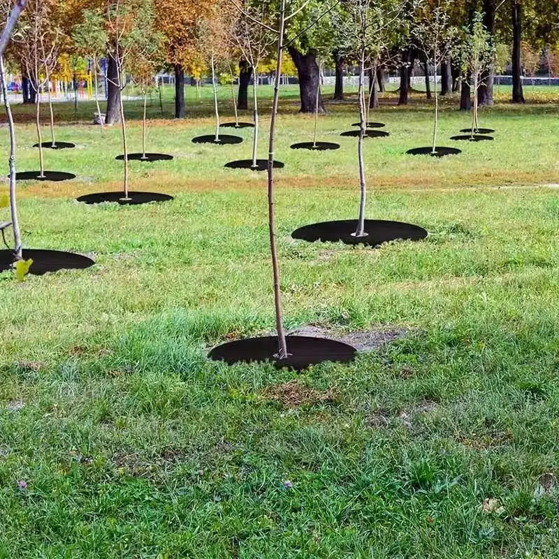 Tree Protection Mats Weed Control  Non Woven Mulch Rings Ground Cover for Garden Supplies Easy to Cut Fit
