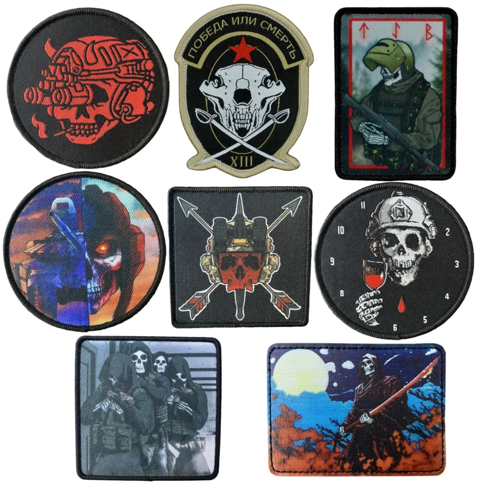 Tankman Reaper Skeleton Morale Badge Patch TSB Skull Tactical Armband Military Hook and Loop Backpack Hat Accessories Stickers