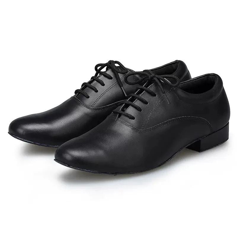 Men Prom Party Ballroom Latin Tango Modern Salsa Dance Shoes Black Leather Samba Rumba Jazz Soft Suede Heels Shoes EU39-45