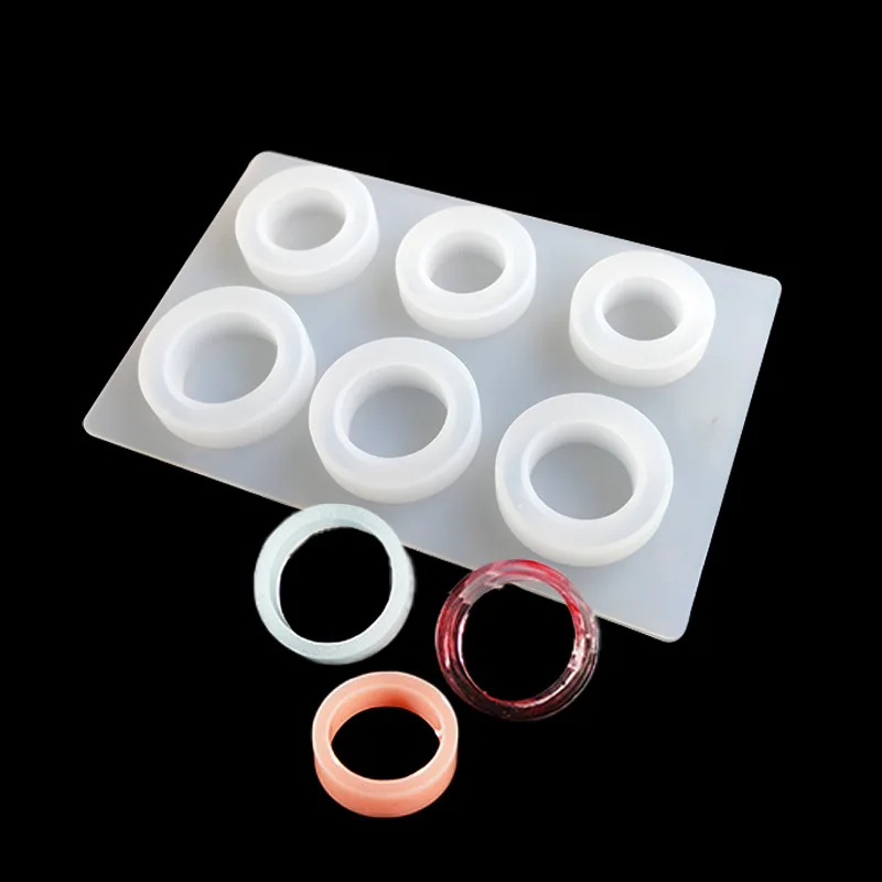 Mould 6-Piece Set of Different-Sized Ring Circle Shapes Drip Resin Silicone Mold for Polymer Clay Plaster Ornaments Shaping Tool