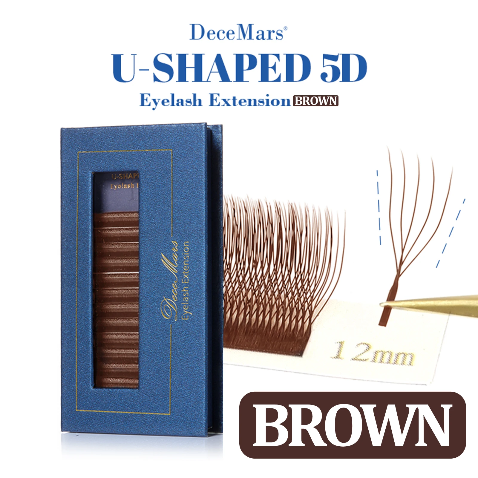 

DeceMars U-Shaped 5D Brown Eyelash Extensions (12lines/Tray)
