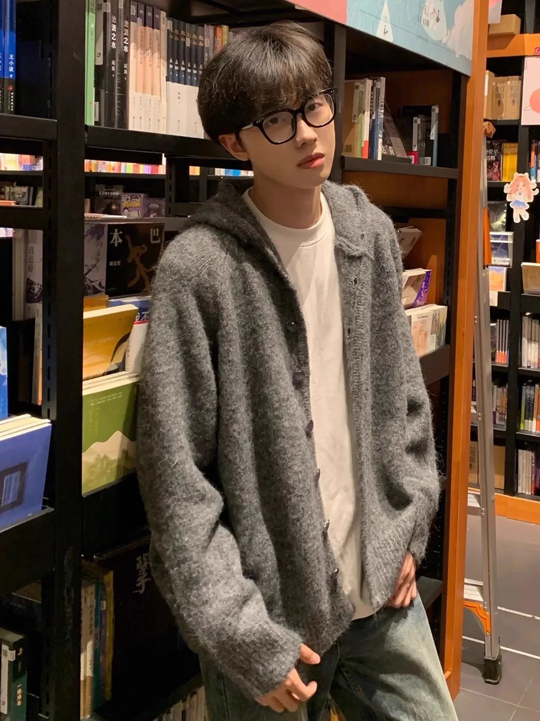 

Мужской осенний кардиган-свитер Deep Grey Lazy Style с капюшоном, вязаный, премиум-класса, CleanFit, в стиле Old Money