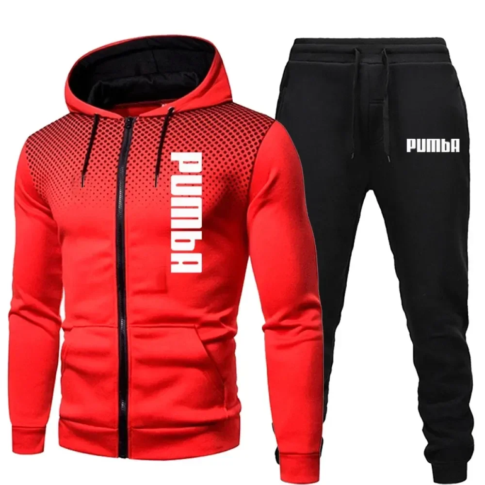 Men\'s Sports Tracksuits Sets Long Sleeve Hoodie Suits Zipper Jackets +Jogging Pants Spring Autumn Running Fitness Sportswear