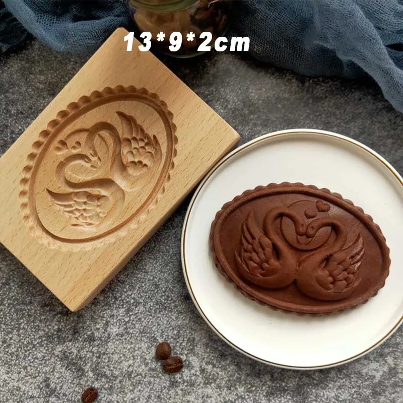 Cookie Molds Wooden Cookie Cutter Baking Forms for Cookies Gingerbread Moulds Press 3D Owl Love Flower Bakery Gadgets Stamps