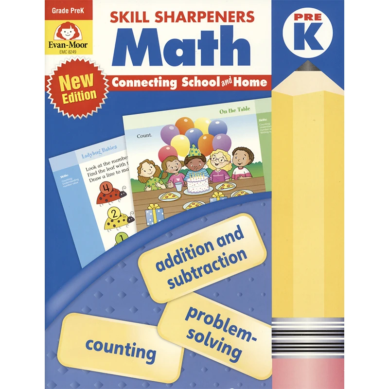 Evan-Moor Skill Sharpeners: Math, Prek Workbook, Children's books aged 3 4 5 6  English books 9781629389844