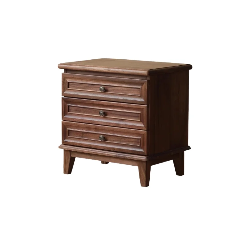 

American solid wood bedside table, black walnut bedside table, modern simple storage locker, medieval bedroom furniture