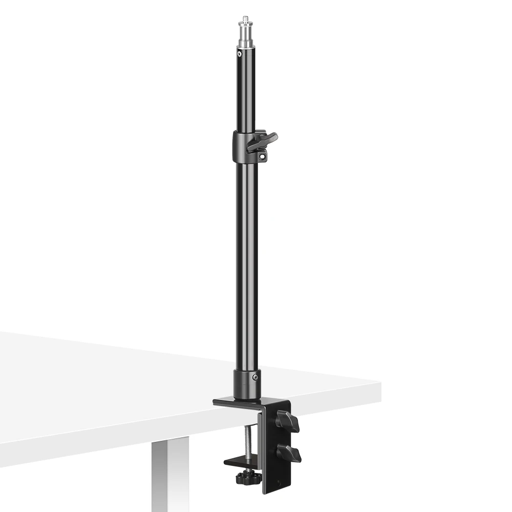 Soporte de montaje de escritorio, soporte de luz de aluminio de mesa ajustable con punta de tornillo estándar 1/4 para c