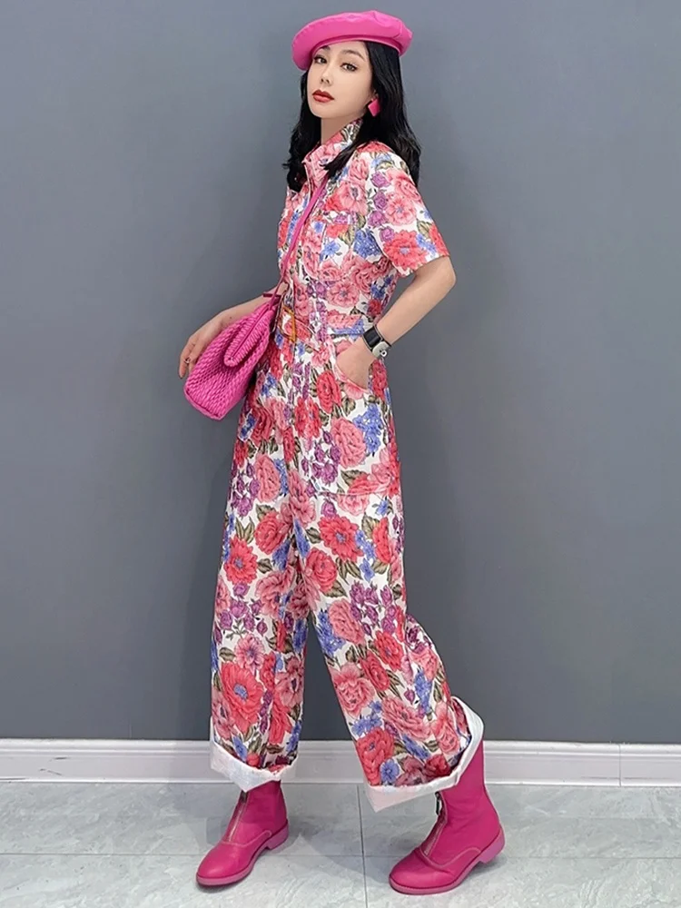 SHENGPALAE Fashion Jumpsuit Flower Color Show Thin Personalized Women Wear Trendy Girl Casual Y2k Clothes 2024 Spring New R1988