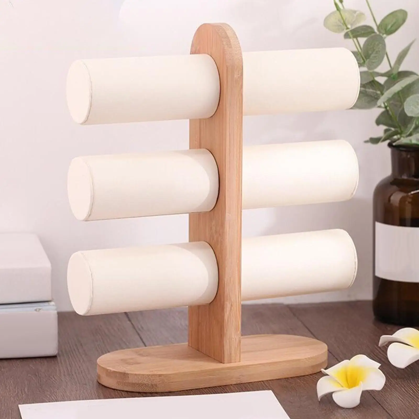 3 Layers Jewelry Display Rack Jewelry Tower with Wood Base Necklace Jewelry Stand Fashion Storage for Necklace Rings Bracelet