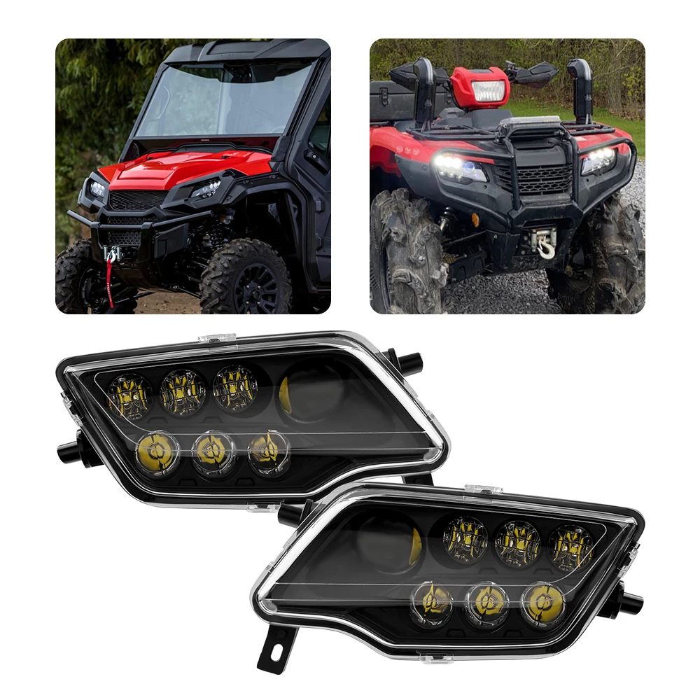 New Projector LED Headlights Kit for 2014-2019 Honda Rancher 420 Foreman 500/Rubicon ATV/UTV for Pioneer 1000 H4 Headlamp