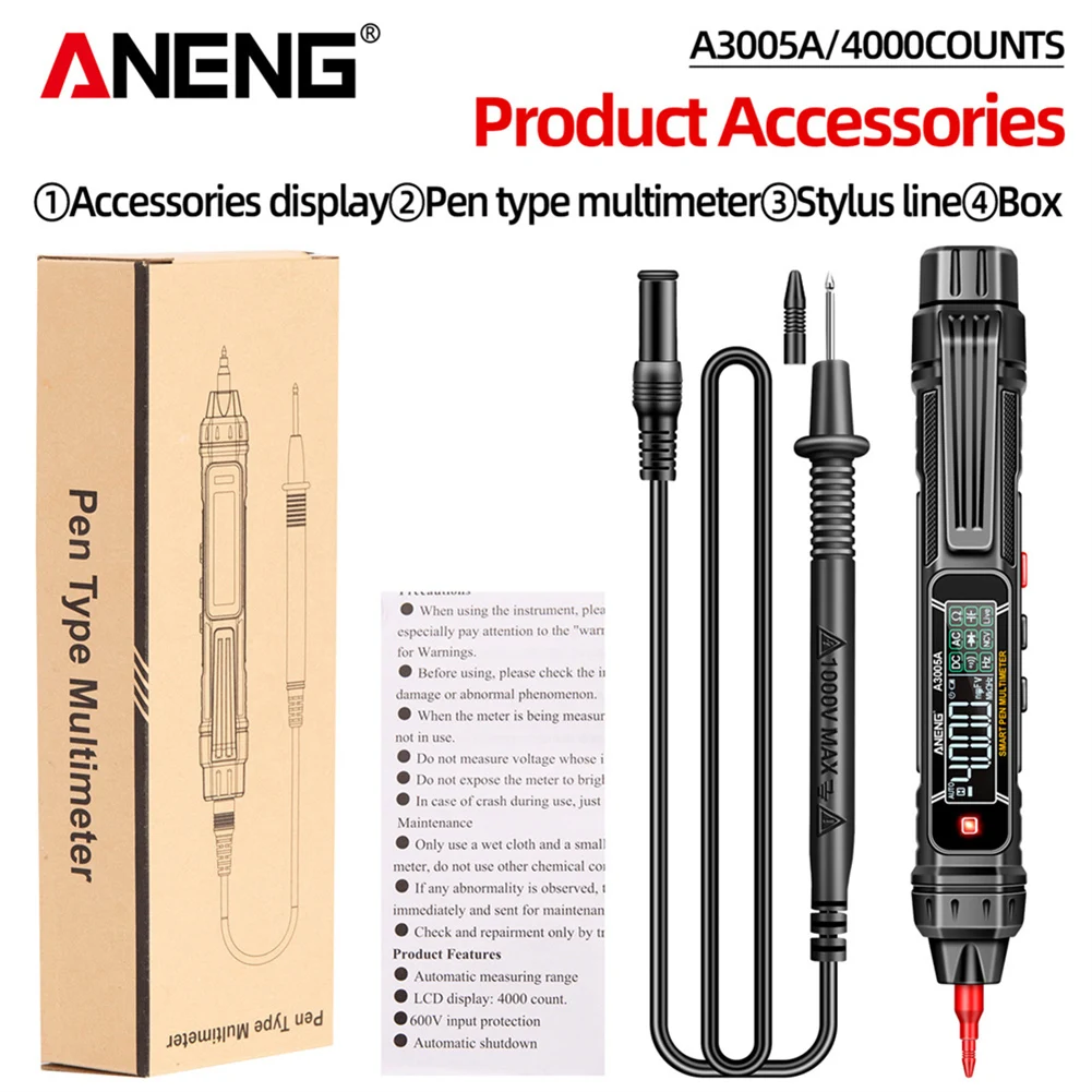 ANENG A3005A/B Smart Pen Type Multimeter AC/DC Voltage Detector 4000 Counts Professional Digital Capacitor Hz Ohm Testing Meter