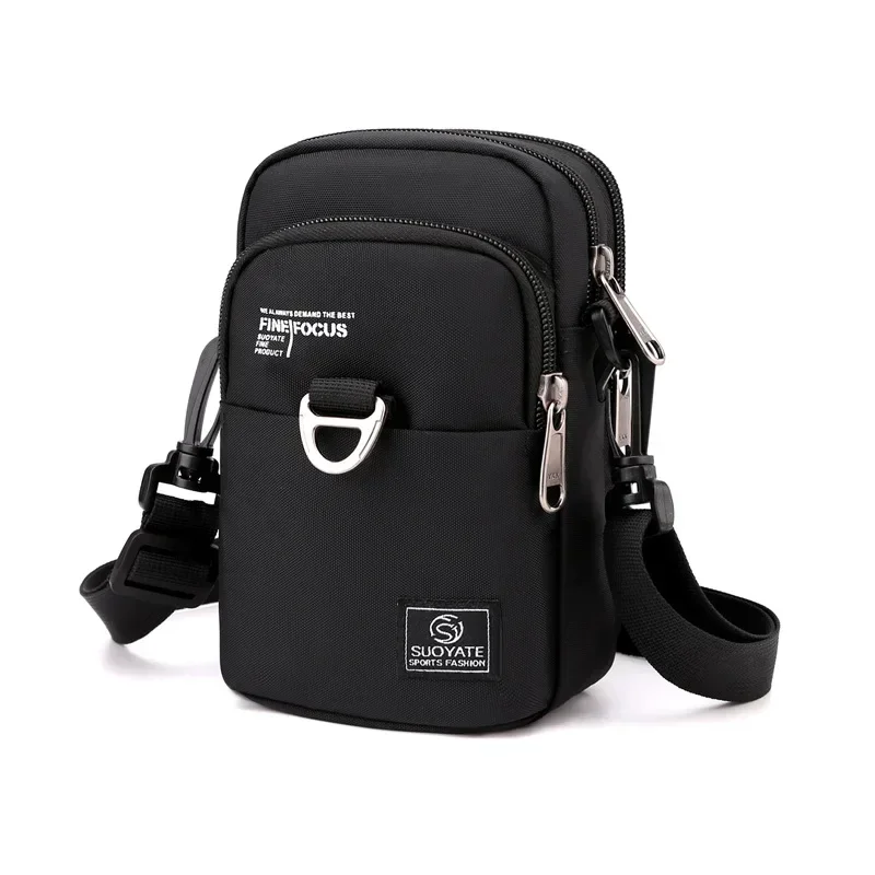 

Fashion 3 Layers Men Small Shoulder Bag High Quality Durable Nylon Male Handbag Portable Messenger Bag Flap Mini Waist Bag