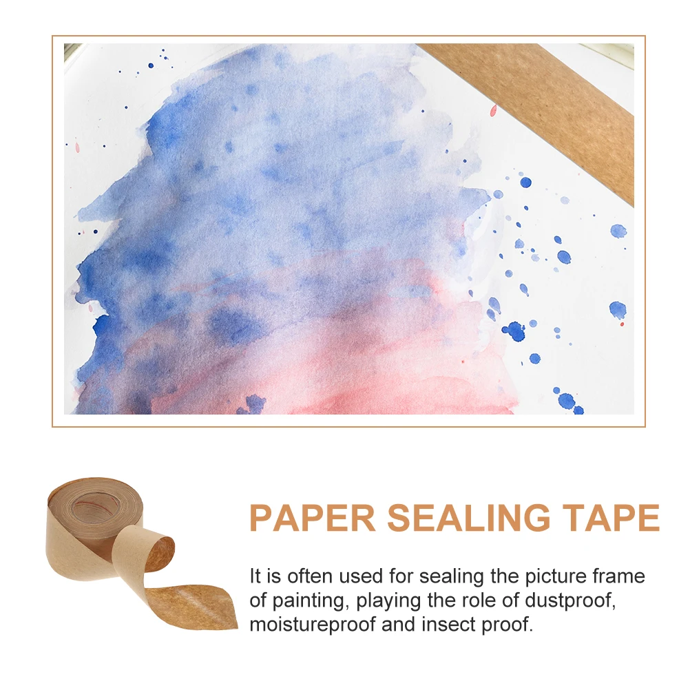 

2 Roll Kraft Paper Tape Water-based Sealing Strip Packages Cardboard Writable Flatback Multi-function Packaging Household Craft