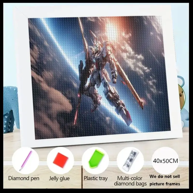 

1 шт. 5D DIY комплект алмазной живописи, Epic Gundam Robot Mech Sci-Fi Space Art Full Drill Набор для рисования кристаллами и стразами, расслабляющий Ho