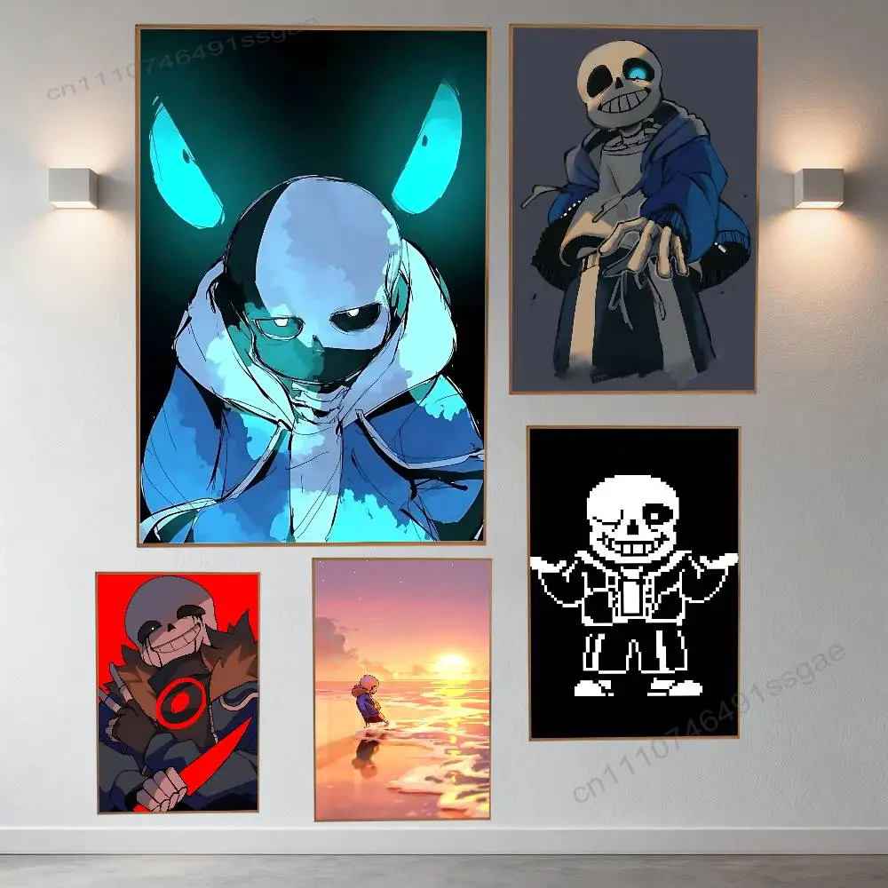 

U-Undertale-e Sans Poster Wall For Sticky Decoration Waterproof Home Living Room Bedroom Bar