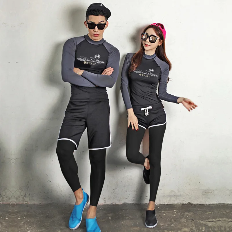 Long Sleeve Swimsuit Outdoor Sports Sunscreen Korean Couple Diving Suit Split Quick Drying Surfing Suits Jellyfish Swimwear Set