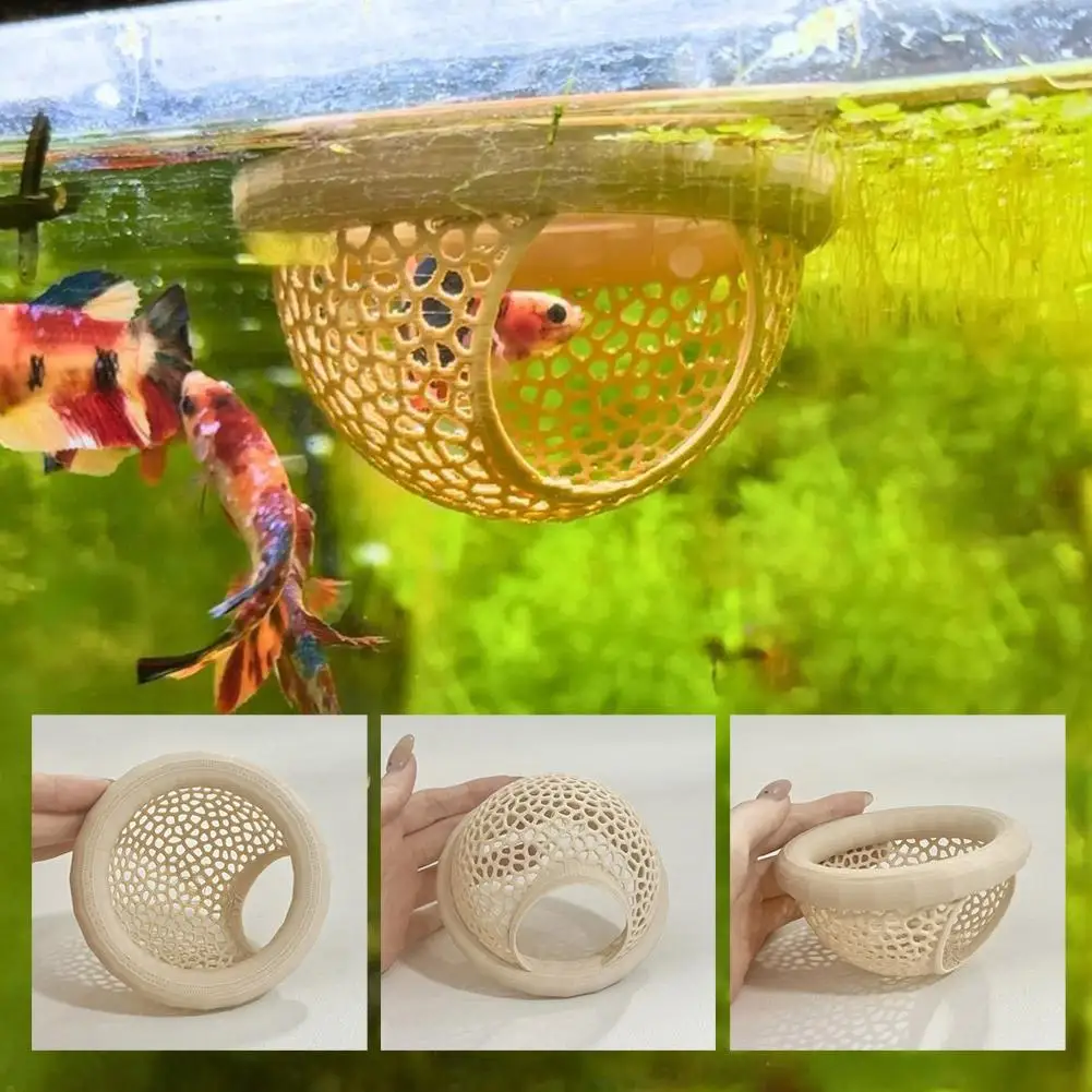 New Aquarium Floating Cave Fish Shrimp Hideout Shelter 3-in-1 Hammock Feeding Ring & Resting Spot for Betta Small Aquatic Pets