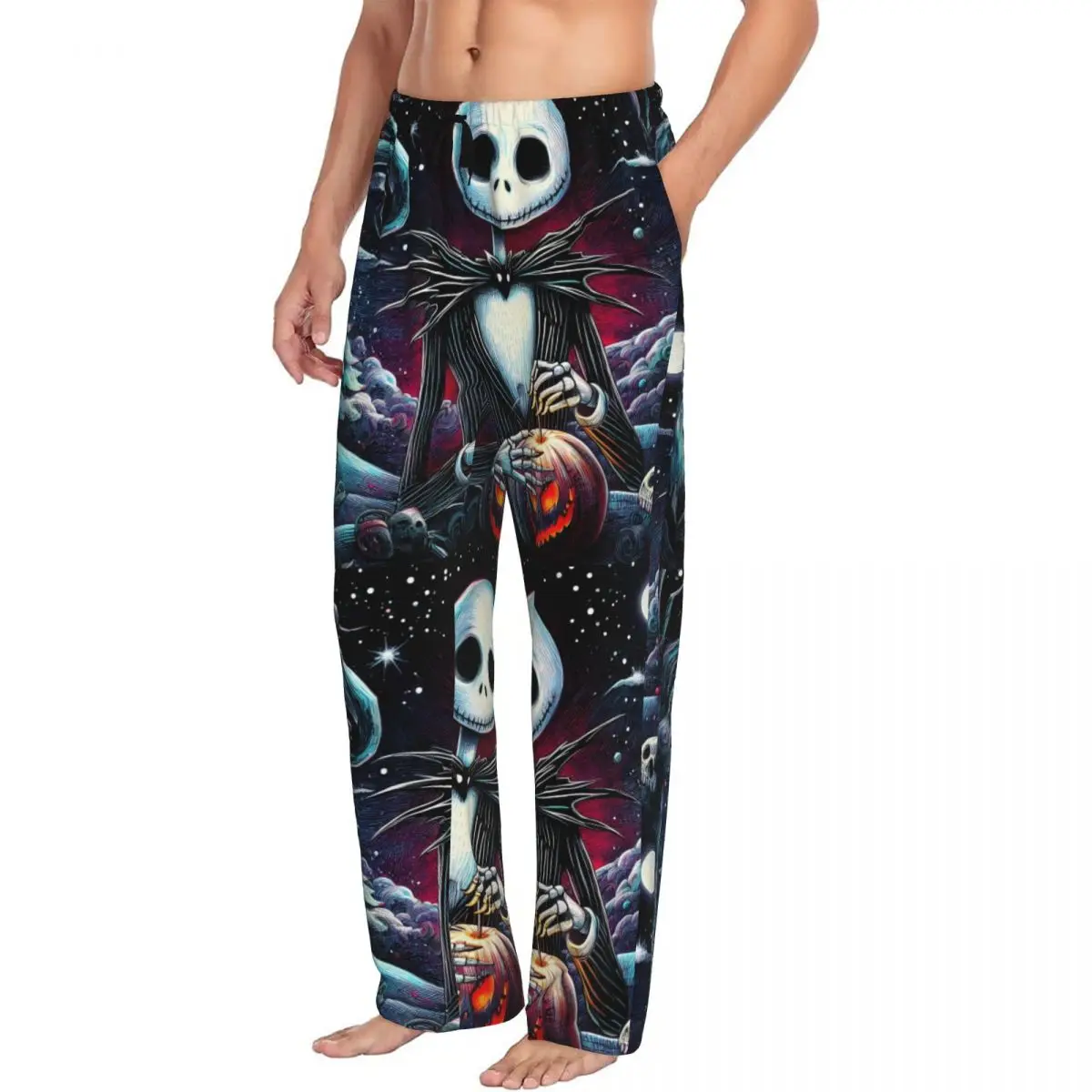 Custom Print The Nightmare Before Christmas Pajama Pants Men\'s Jack Skellington Art Sleep Sleepwear Bottoms with Pockets