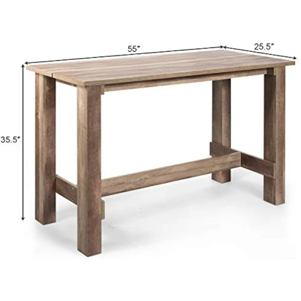 Counter Height Dining Table for 4-6, 55”L x25.5”W x35.5”H Large Rectangular Kitchen Table