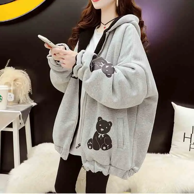 Women's Korean Trendy Loose Autumn And Winter New All-match Casual Cardigan Trendy Women's Positive And Negative Lamb Wool Tops