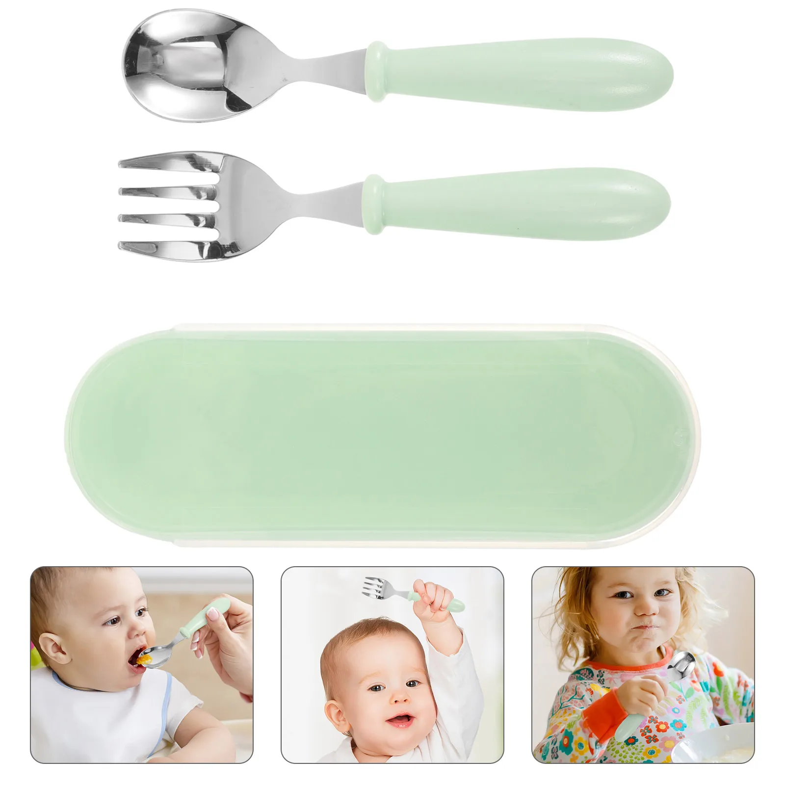 

's Cutlery Set Feeding Newborn Spoon Fork Infant Spoon Toddler Utensils Stainless Steel PP Lightweight Durable