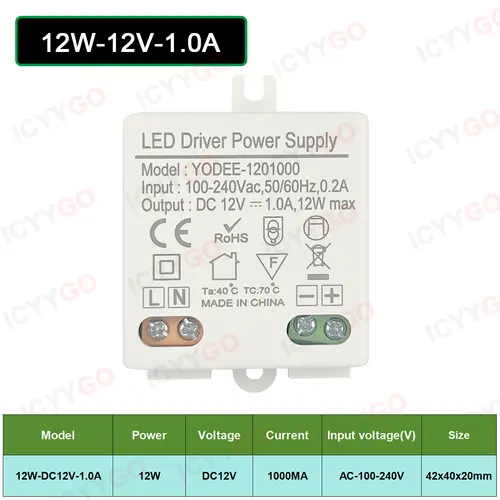 3W 6W 10W 12W DC12V 24V Lighting Transformer 250MA 500MA 830MA 600MA Driver Suitable For LED Light Strip 3528 5050 Power Supply - Image 8