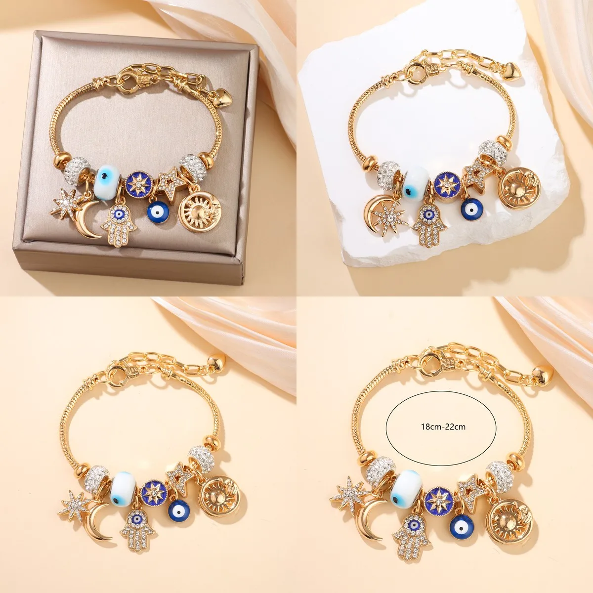 New DIY Beaded Bracelet for Panjia – Alloy Multi-Element Fashion Bracelet with Rhinestones, Trendy Minimalist Jewelry