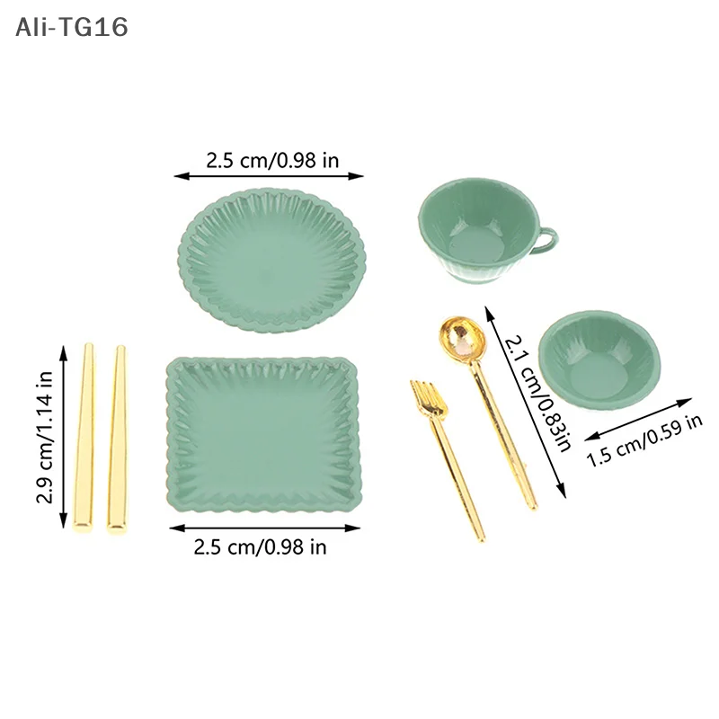7 pz/set 1:12 casa delle bambole piatti in miniatura tazze da caffè forchette cucchiai in miniatura giochi di imitazione cucina giocattolo accessori per casa delle bambole