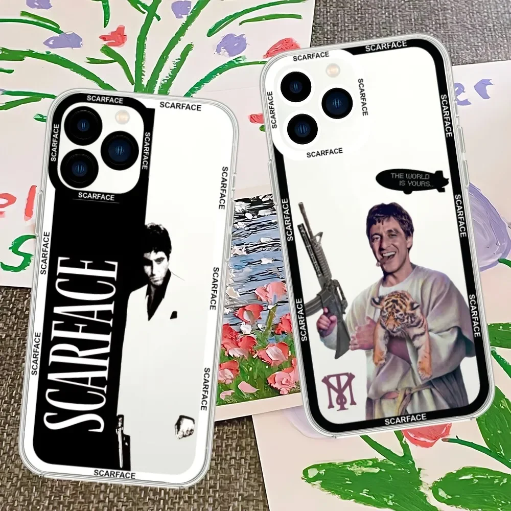 Film Scarface Tony Montana Phone Case For Samsung S21 S22 S23 PLUS lite ULTRA Transparent Border Shell