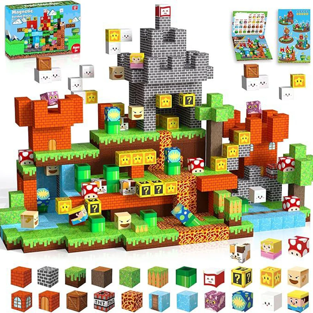 

150pcs Magnetic Blocks Set Kid Building Toys Build Mine Magnet World Model for Children Toys STEM Montessori Sensory Cubes Gifts