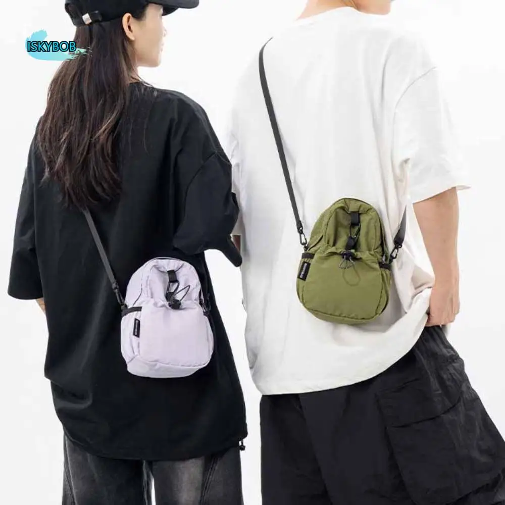 

Спортивная нейлоновая сумка через плечо Harajuku, однотонная повседневная сумка через плечо на шнурке, сумка для монет в корейском стиле, пакет для мобильного телефона на каждый день