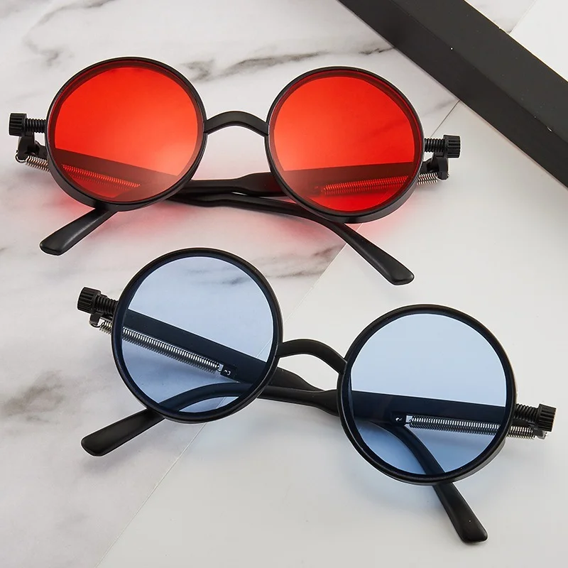 Fashion Steampunk Style Sunglasses Women Men Round Frame Vintage Classic Colorful Sun Eyewear Gothic Punk Glasses Unisex UV400