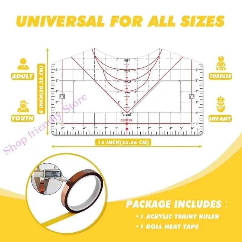 

594A T-Shirt Ruler Tool for Aligning, T-Shirt Ruler for Centering Drawing Tool Ruler