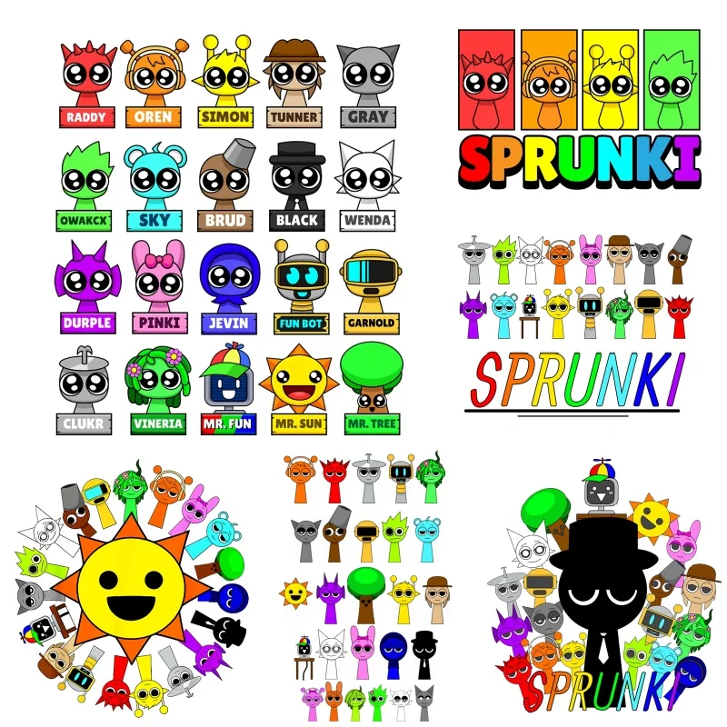 

Мультяшные нашивки Sprunki Game: милые виниловые термонаклейки для одежды, термотрансферные стикеры для самостоятельного декорирования футболок, термоаппликации для женщин