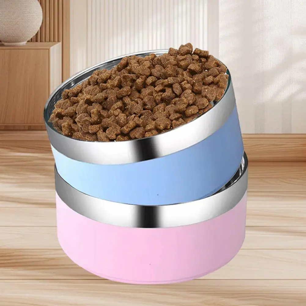 Stainless Steel Pet Bowl Thickened Cylindrical Anti-rust Easy To Clean Anti-knockover Dog Bowl Cat Bowl Pet Feeding Bowl