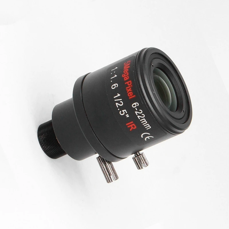 6-22 мм 5MP M12 Mount Varifocal Lens F1.6 Ручной зум-объектив Сетевой объектив высокой четкости для камер безопасности 5MP без фильтра
