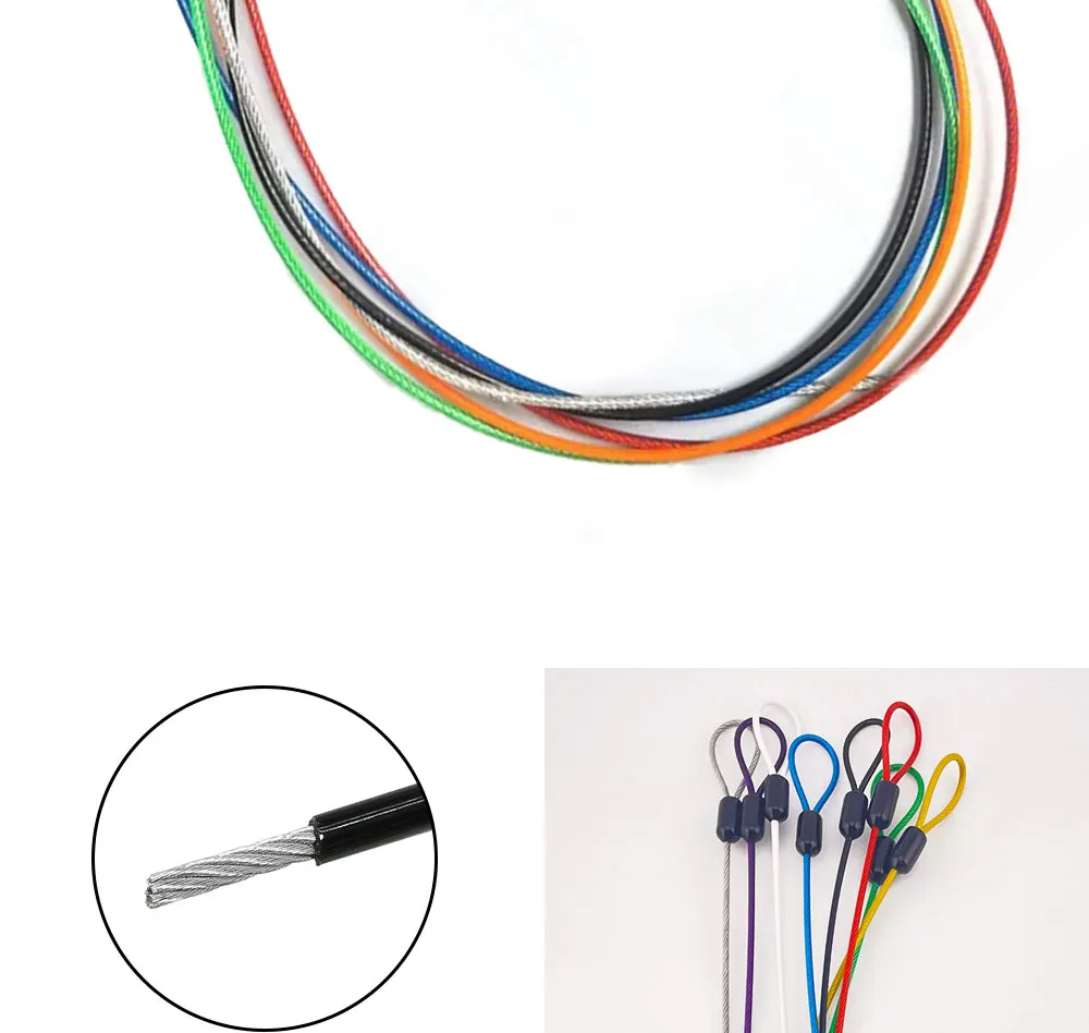 50 Stück 2mm Edelstahl-Drahtseil PVC-Farbbeschichtet mit Ring, Kabelseil, fester Aufhängungsseil für Haushalt, Outdoor, Reisen – Detail 6