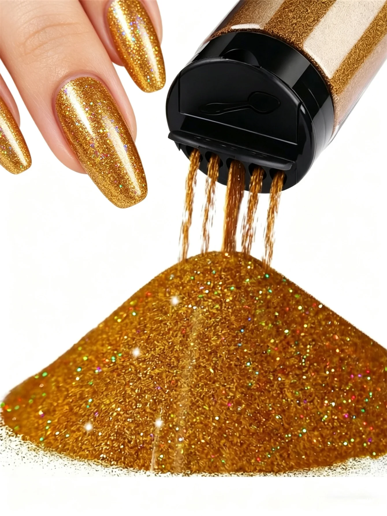 120ML Nagelglitzerpulver, Holographischer Ultrafeiner Glitzer, 1/128" Harzglitzerpulver, Metallisch Schillernder Glitzer für Bastelarbeiten