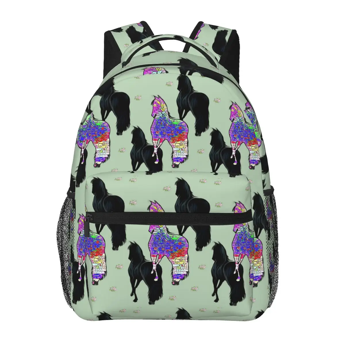 

Horses With Pink Flowers Backpack Hot Sale Daypack Large Capacity Boys Girls BookBag School Bag Shoulder Bags for Men Women