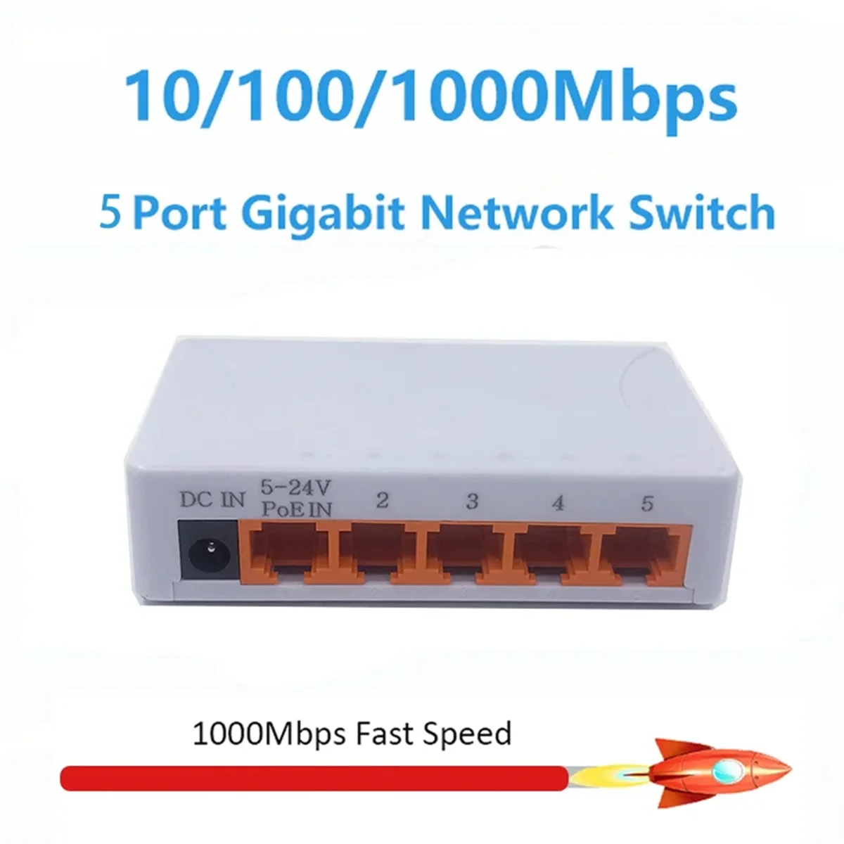 5 Port 1000Mbps Gigabit Network Switch Ethernet Smart Switcher High Performance RJ45 Hub Internet Splitter US Plug