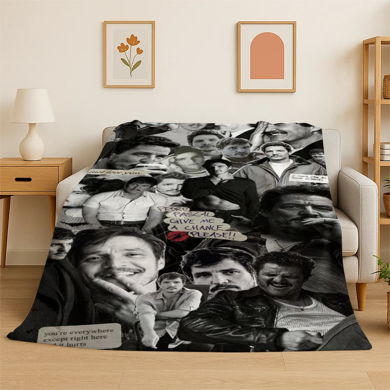 Fashion Pedro Pascal Star Flanelldecke, weiche, warme Überwurfdecke für Schlafzimmer, Wohnzimmer, Bett, Reisen, Camping, Picknick, Geschenk für Kinder