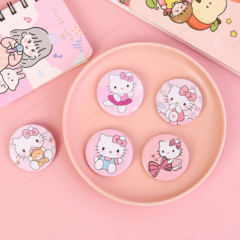 

MINISO 5Pcs/Set Hello Kitty Kawaii Chest Badge Sanrio Cartoon Figure Brooch Sweet Cute KT Cat Clothing Decoration Girls Kids Toy