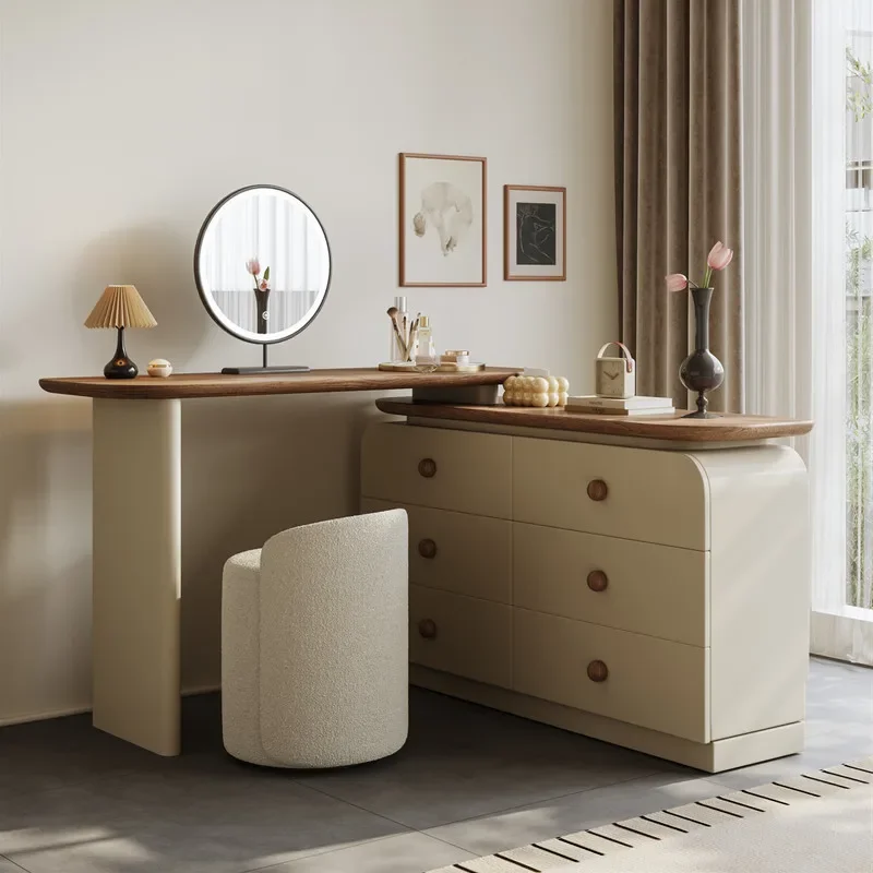 Commode en bois massif, table de maquillage intégrée, chambre à coucher moderne, baie vitrée simple, designer