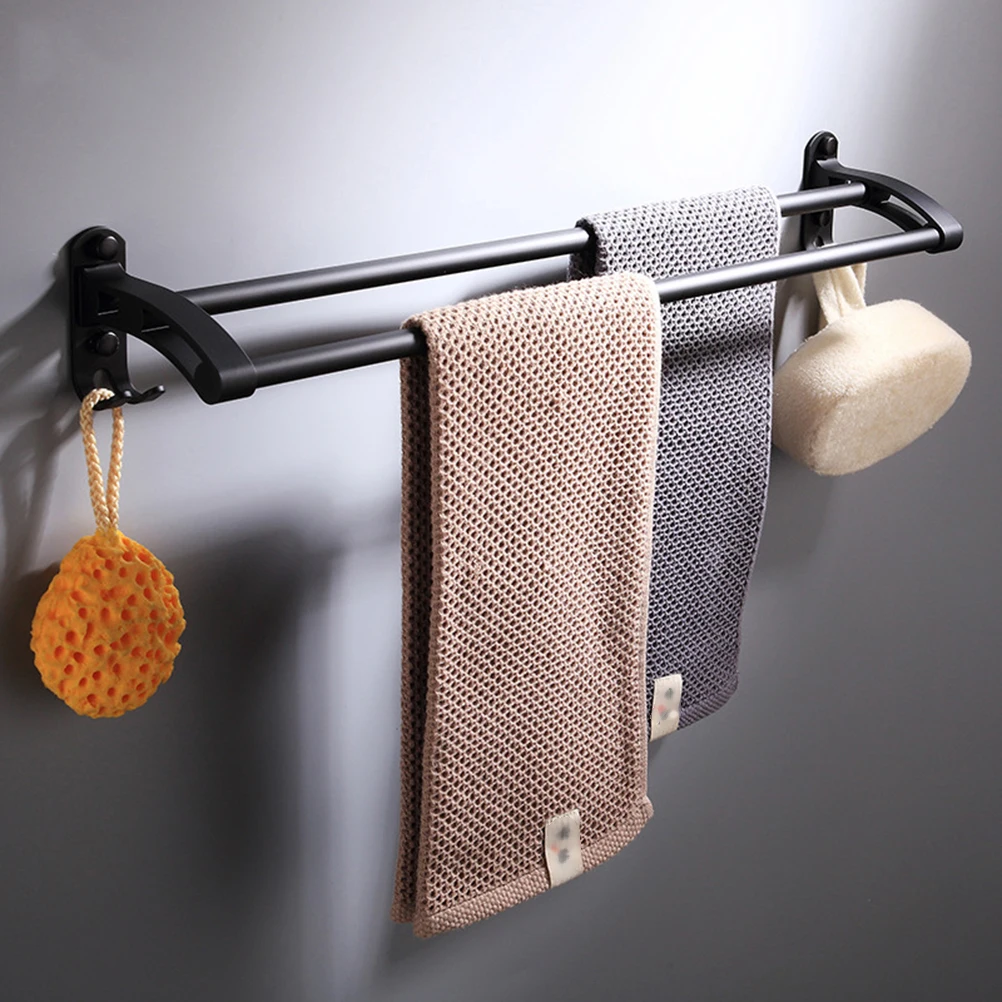 

Double Pole Towel Rack Wall Mount Bar for Kitchen Bathroom Concealed Screws Brushed Finish Durable Anti Rust Home