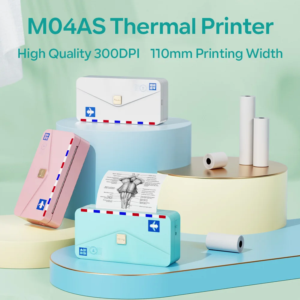 

Phomemo M04AS Mini Bluetooth Photo Printer Wireless 300dpi HD Portable Thermal Label Maker for 110mm Paper Compact & Lightweight