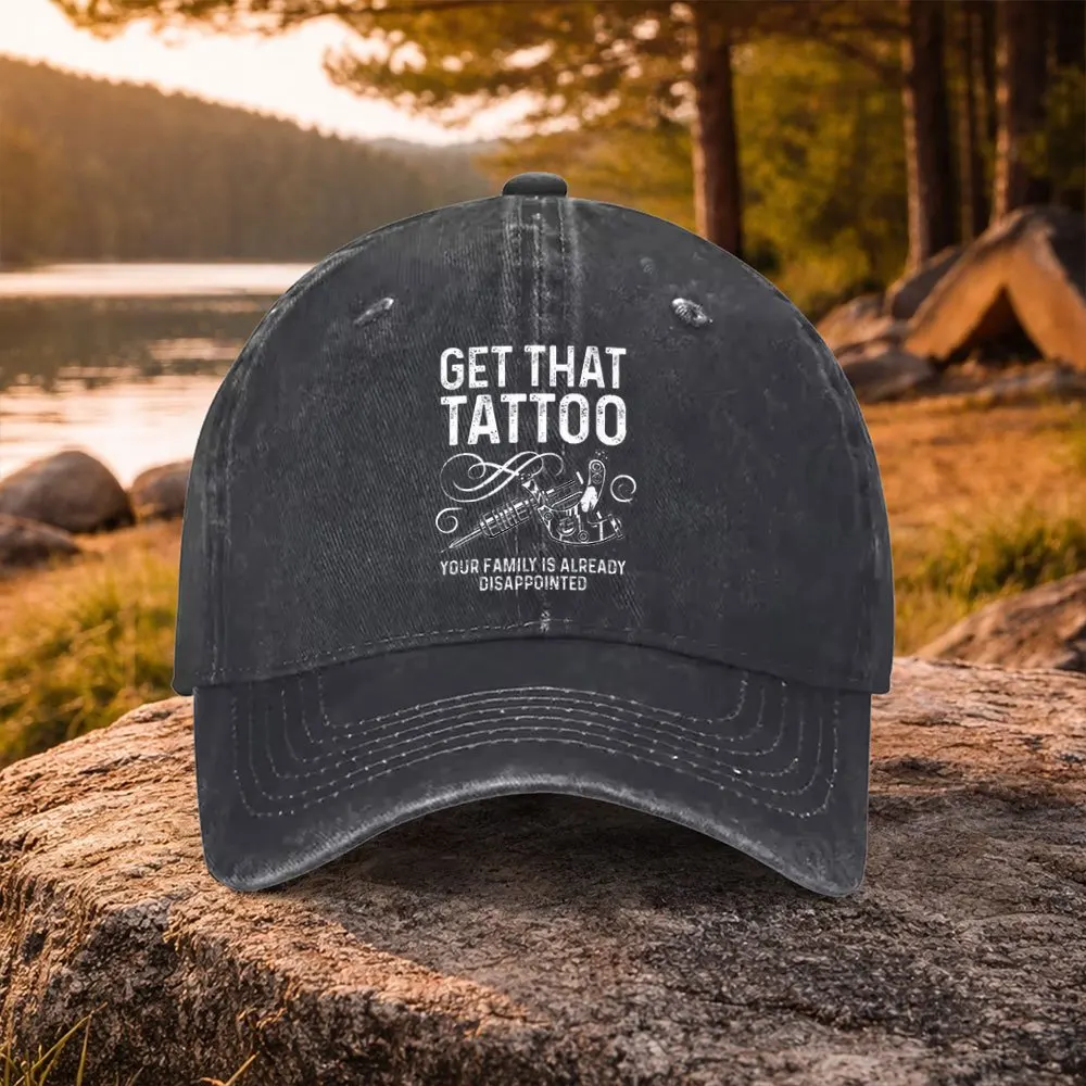 

Unisex Duckbill Baseball Cap with Tattoo Machine Print - Washed Suitable for Golf, Casual Wear & Outdoor, Lightweight Machine-Wa